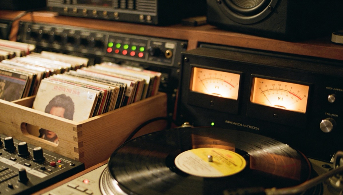 Vintage audio equipment in warm light