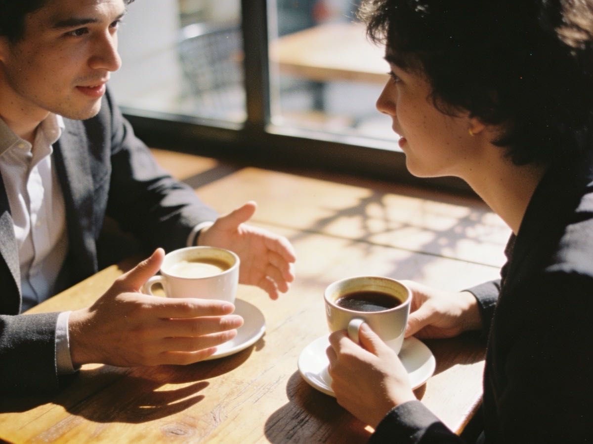 Warm conversation over coffee