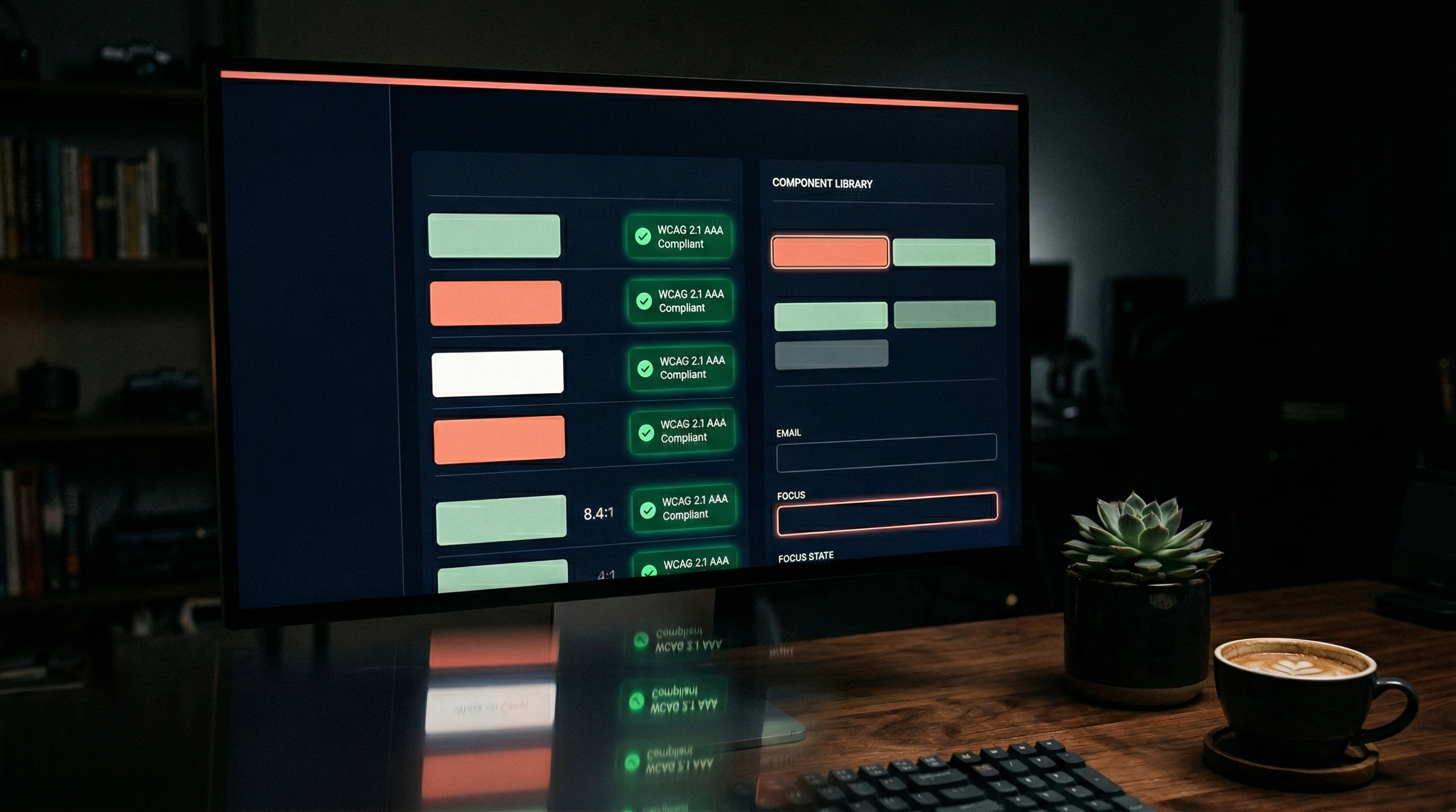 Accessibility-first design system with WCAG AAA colour tokens and component library