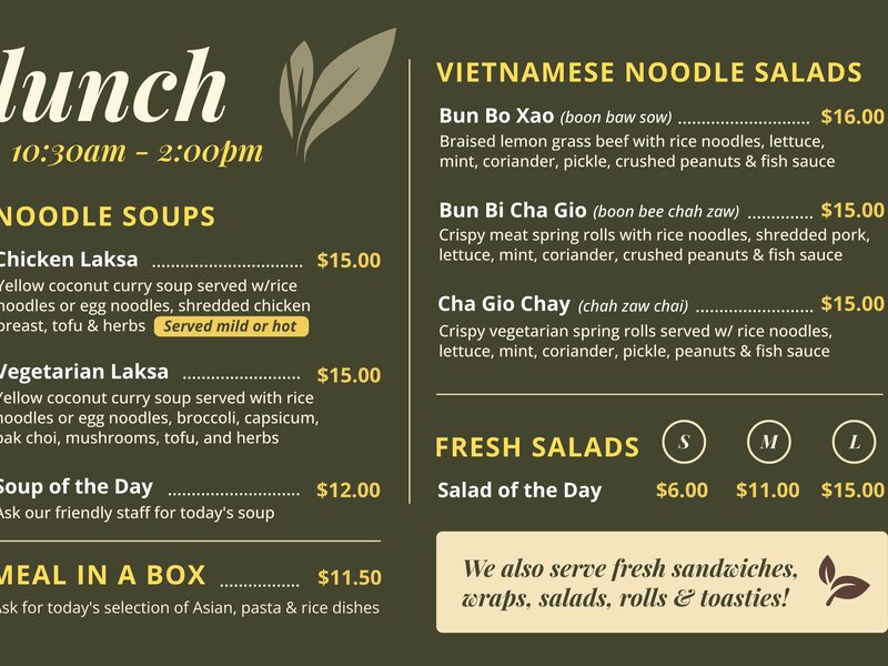 Nourished Cafe menu design project